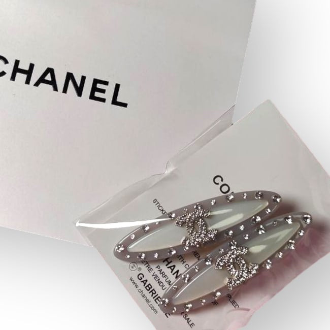 VIP/GWP 2Pc Rhinestone CC Logo Hair Clips