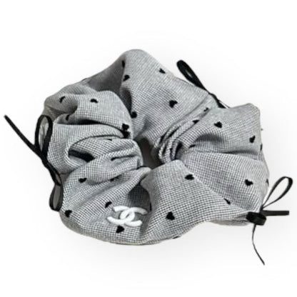 VIP/GWP Grey Bow Heart Hair Scrunchy
