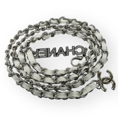VIP/GWP White Rhinestone Logo Belt with Bag