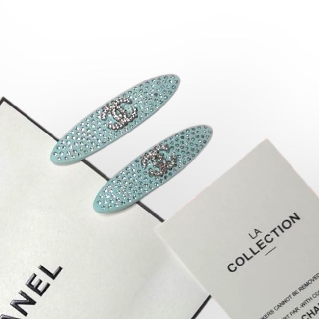 VIP/GWP 2Pc Rhinestone Long Oval Hair Clips