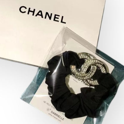 VIP/GWP Silver Rhinestone CC Scrunchy with Bag