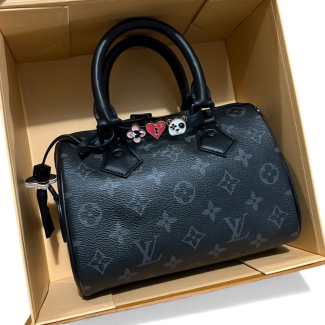 VIP/GWP Black Monogram Speedy Bag with Box