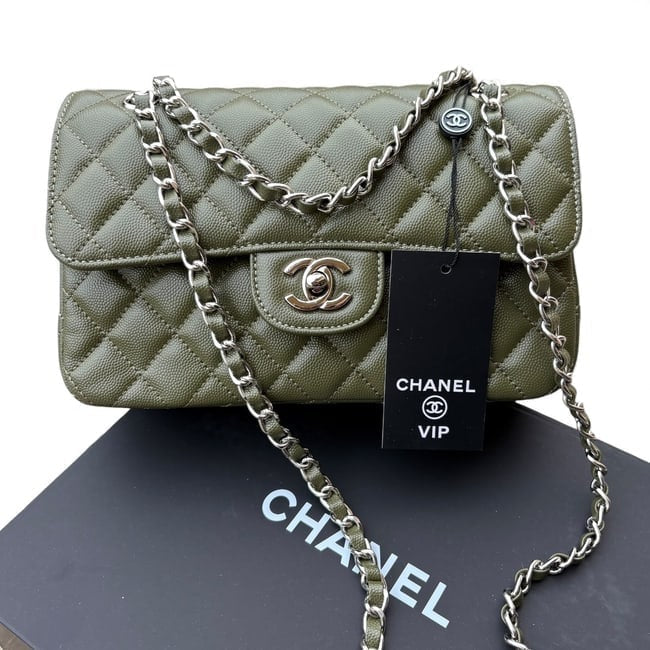 VIP/GWP Olive Quilted Double Flap Bag