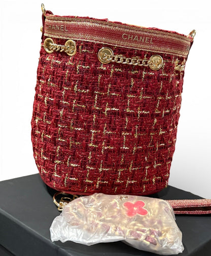 VIP/GWP Red Tweed Bucket Bag with Box