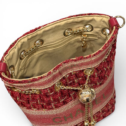 VIP/GWP Red Tweed Bucket Bag with Box