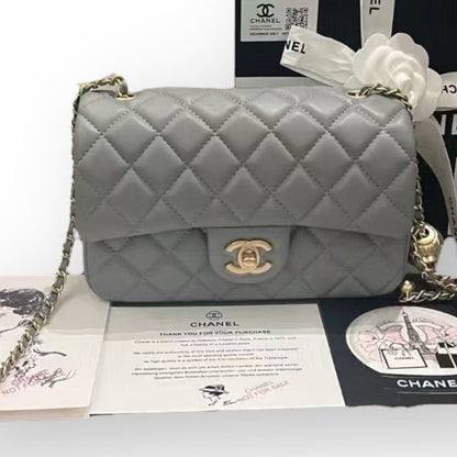 VIP/GWP Grey Pearl Mini Flap Bag with Box