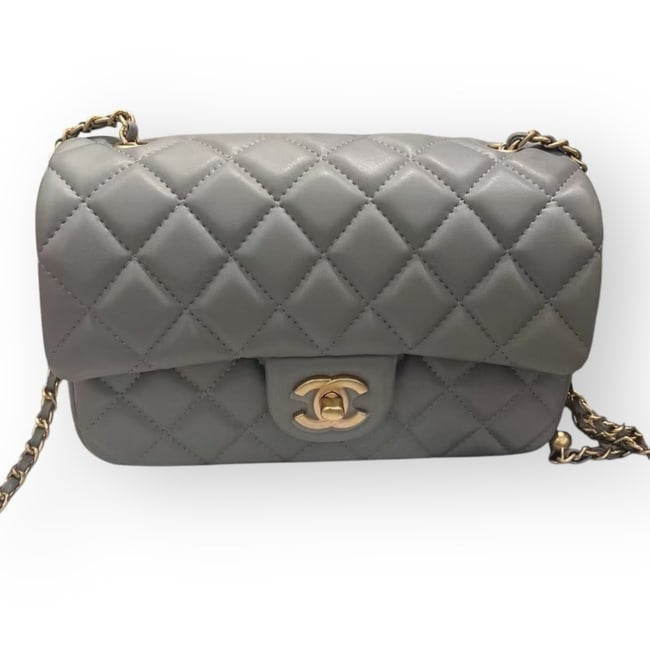 VIP/GWP Grey Pearl Mini Flap Bag with Box