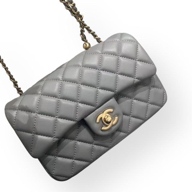 VIP/GWP Grey Pearl Mini Flap Bag with Box