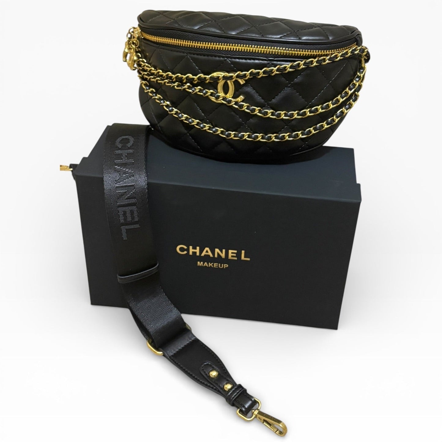 VIP/GWP Black Quilted Belt with Box