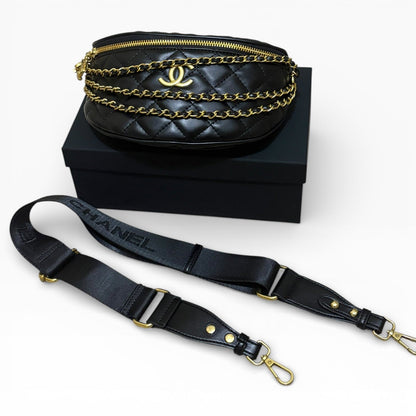 VIP/GWP Black Quilted Belt with Box