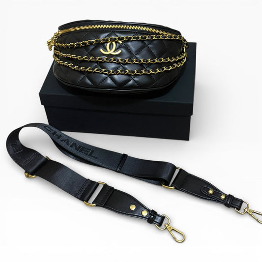 VIP/GWP Black Quilted Belt with Box