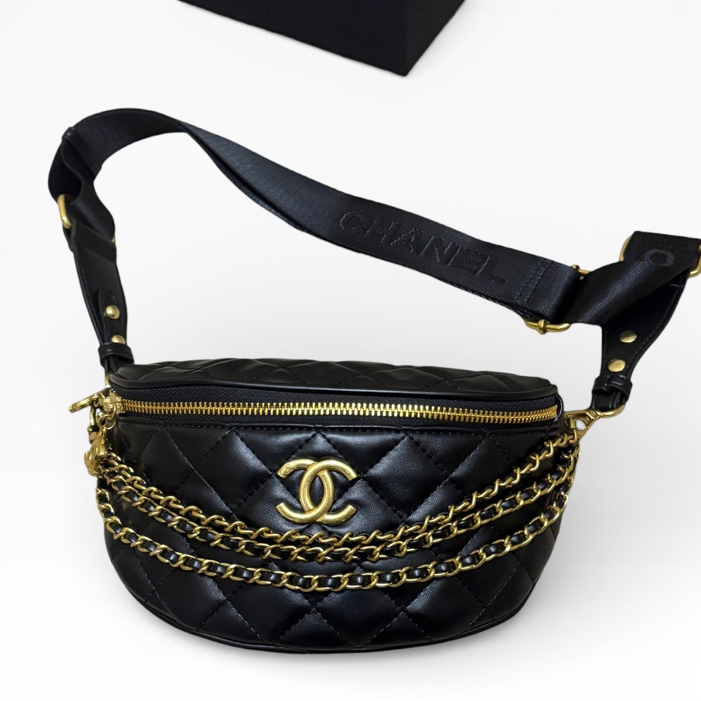 VIP/GWP Black Quilted Belt with Box