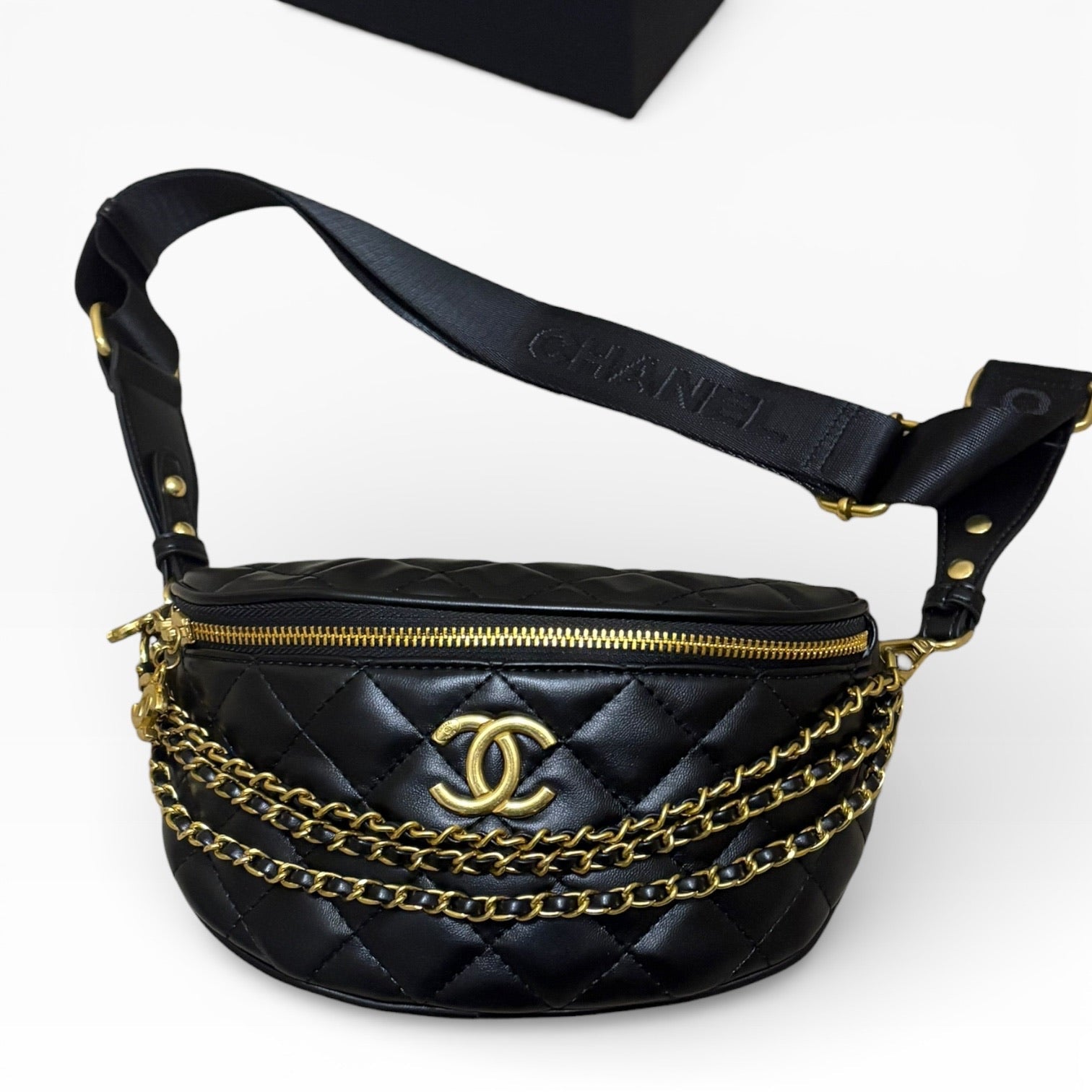 VIP/GWP Black Quilted Belt with Box