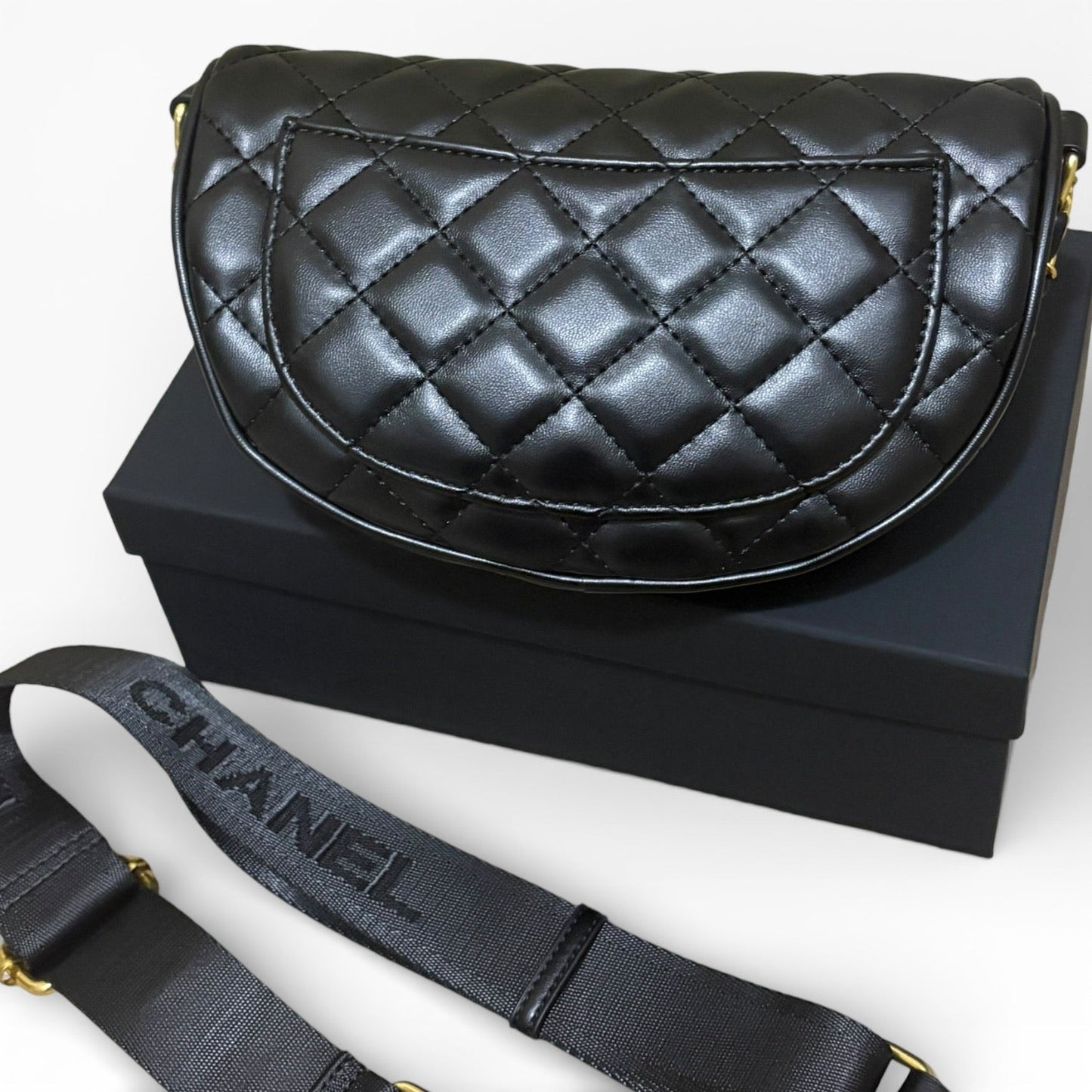 VIP/GWP Black Quilted Belt with Box