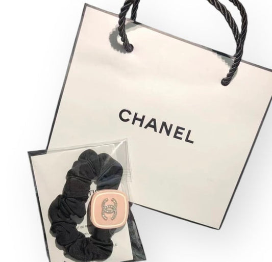 VIP/GWP Pink Rhinestone CC Logo Scrunchy