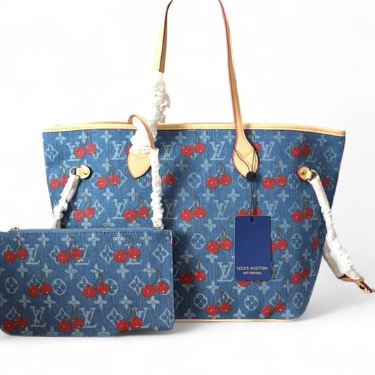 VIP/GWP Denim Neverfull MM Tote & Pouch