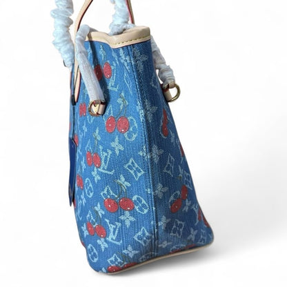 VIP/GWP Denim Neverfull MM Tote & Pouch