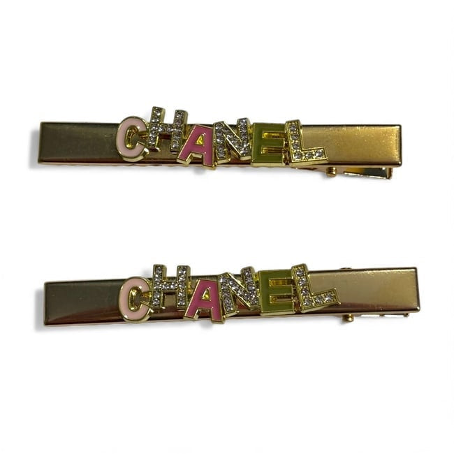 VIP/GWP Gold 2Pc Rhinestone Logo Hair Clips