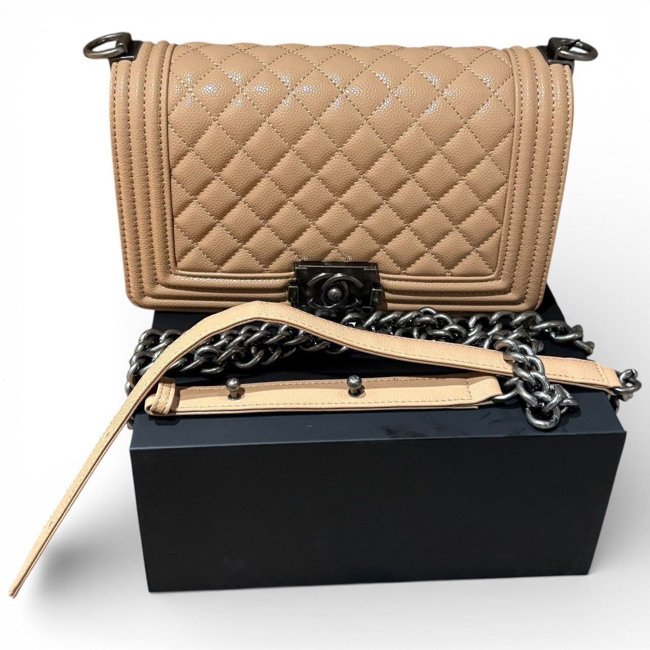 VIP/GWP Beige Le Boy Quilted Bag with Box