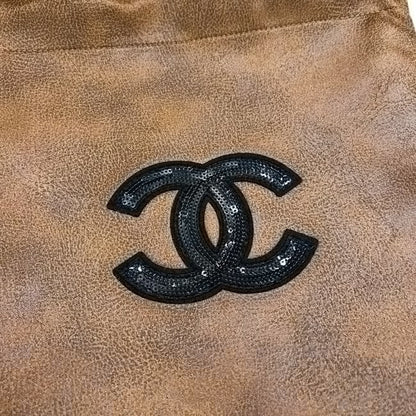 VIP/GWP Brown Logo Shimmer Tote Bag