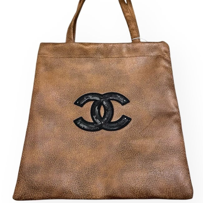 VIP/GWP Brown Logo Shimmer Tote Bag