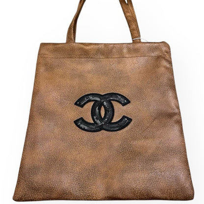 VIP/GWP Brown Logo Shimmer Tote Bag