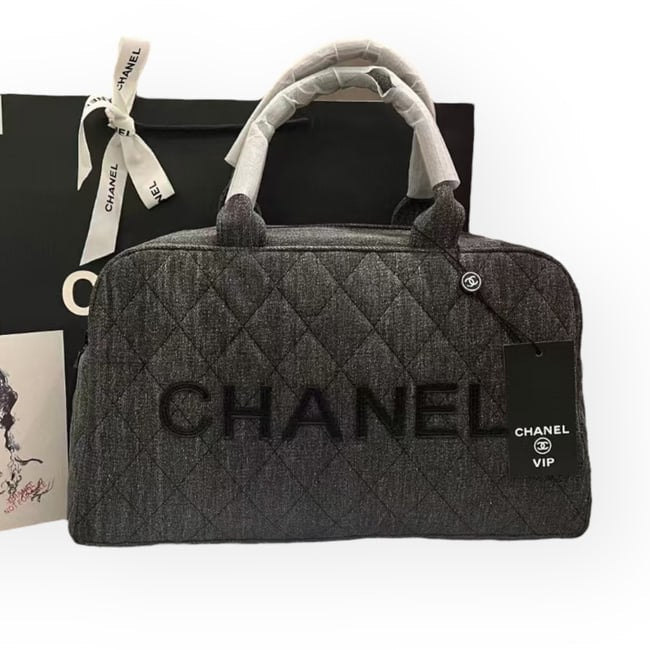 VIP/GWP Black Quilted Denim Bowler Bag