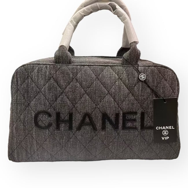 VIP/GWP Black Quilted Denim Bowler Bag