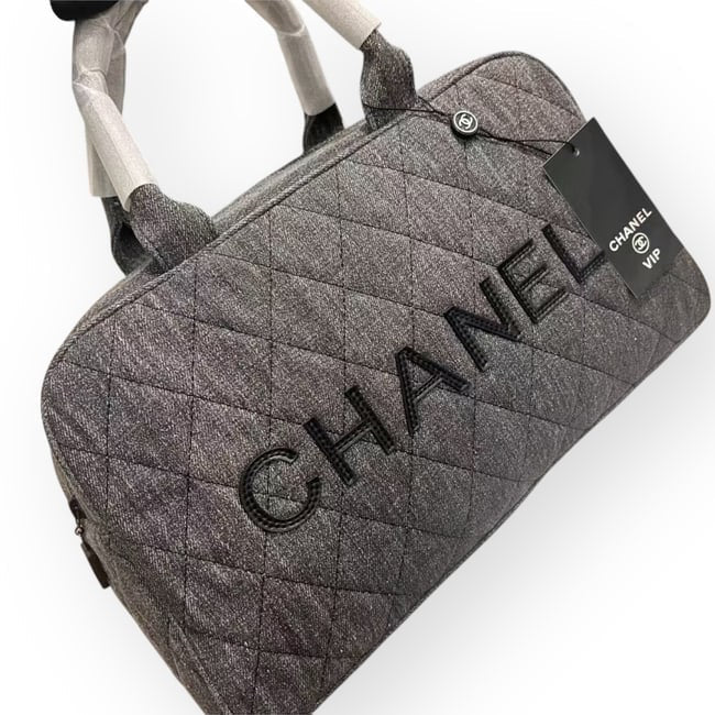 VIP/GWP Black Quilted Denim Bowler Bag