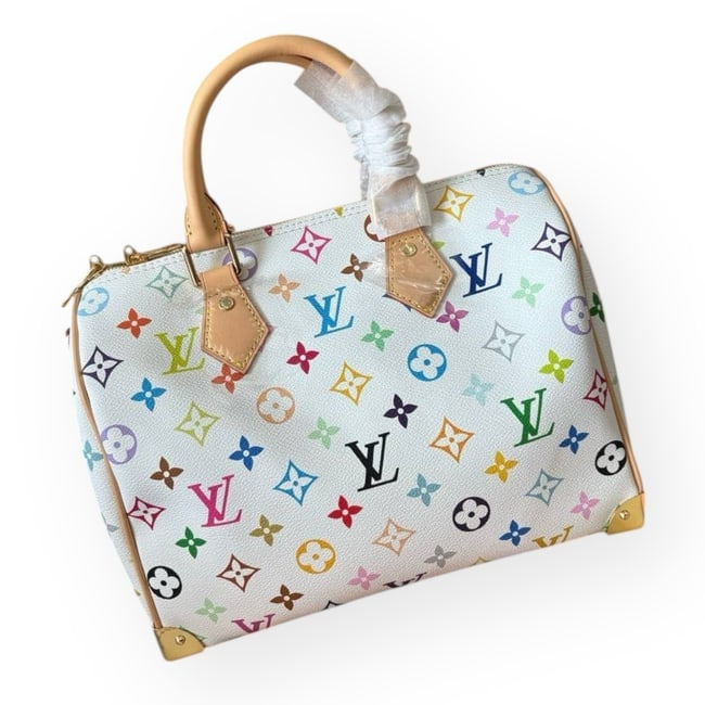 VIP/GWP White Monogram Speedy Bag with Box