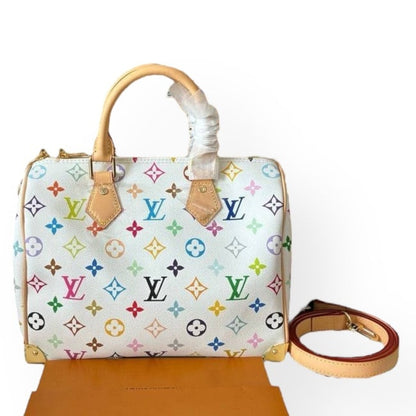 VIP/GWP White Monogram Speedy Bag with Box