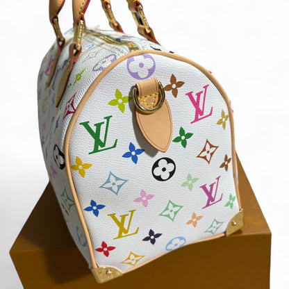 VIP/GWP White Monogram Speedy Bag with Box