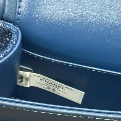 VIP/GWP Denim Quilted Double Flap Bag