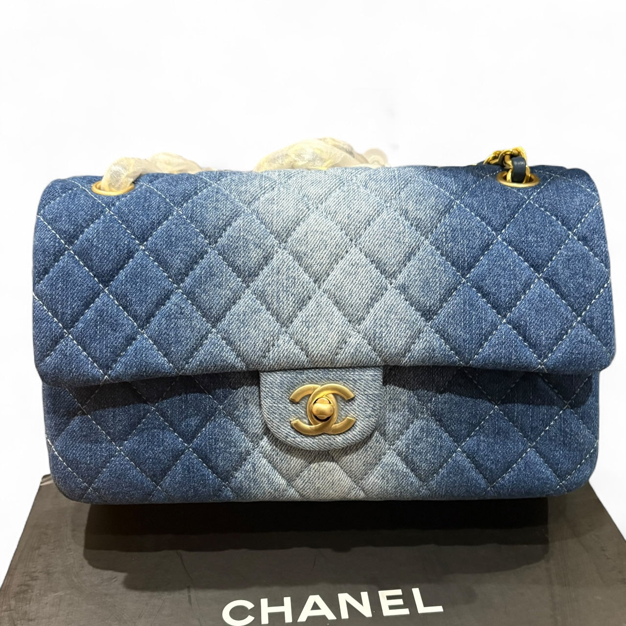 VIP/GWP Denim Quilted Double Flap Bag