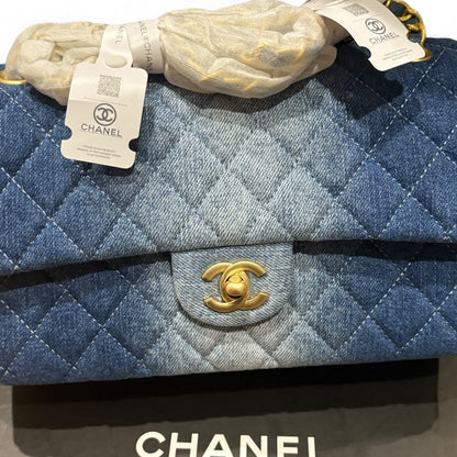 VIP/GWP Denim Quilted Double Flap Bag