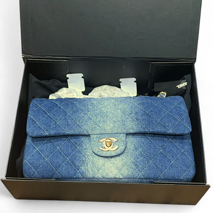 VIP/GWP Denim Quilted Double Flap Bag