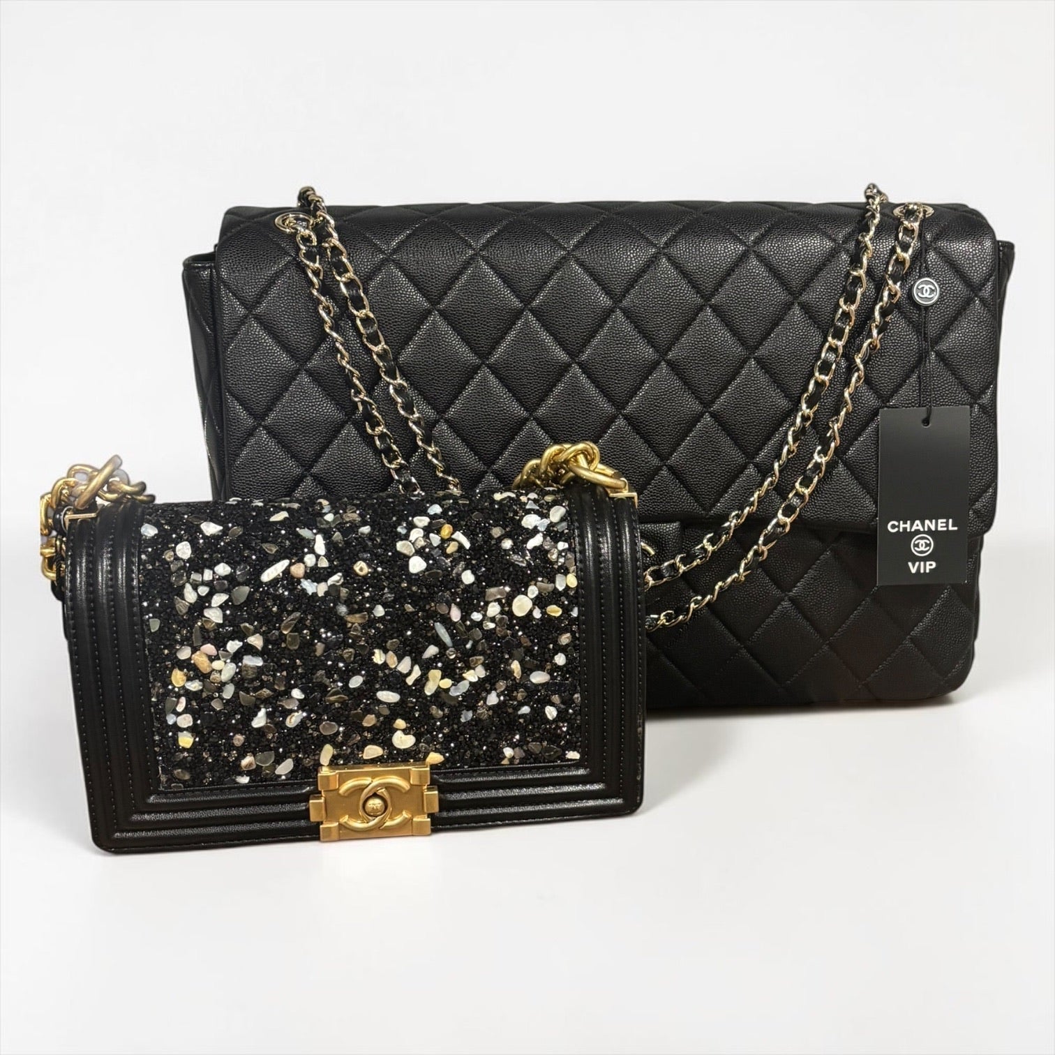 VIP/GWP Black Quilted Bag with Gift Bag