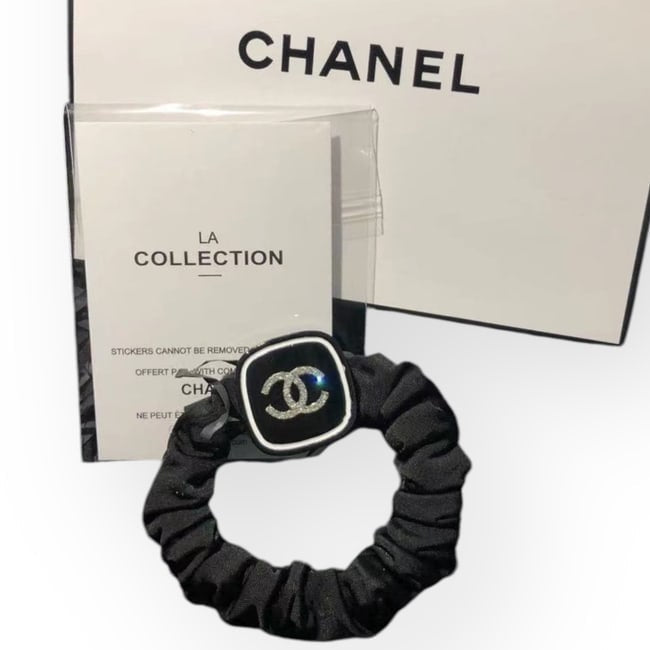 VIP/GWP Black Rhinestone Logo Hair Scrunchy