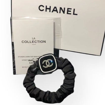 VIP/GWP Black Rhinestone Logo Hair Scrunchy