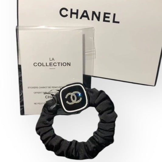 VIP/GWP Black Rhinestone Logo Hair Scrunchy