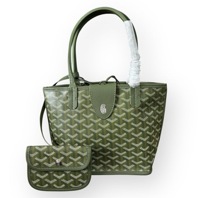 VIP/GWP Green Monogram Tote Bag with Gift Bag