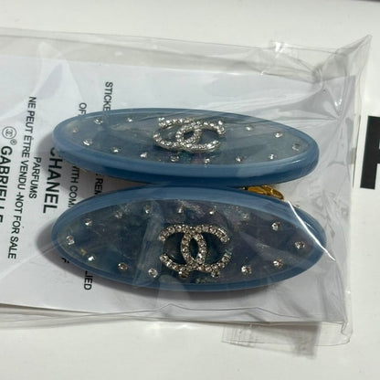 VIP/GWP 2Pc Rhinestone CC Logo Hair Clips