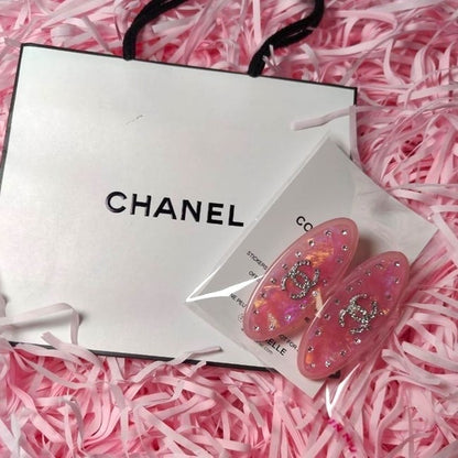 VIP/GWP 2Pc Rhinestone CC Logo Hair Clips