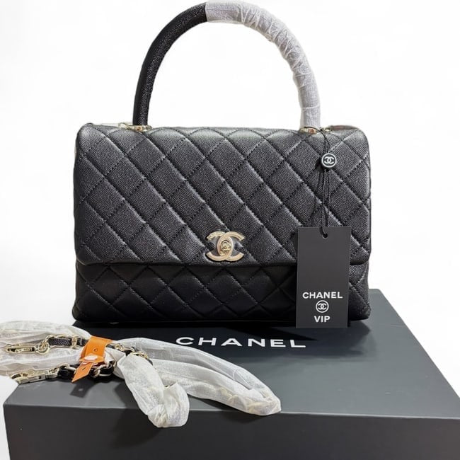 VIP/GWP Black Coco Quilted Top Handle Bag