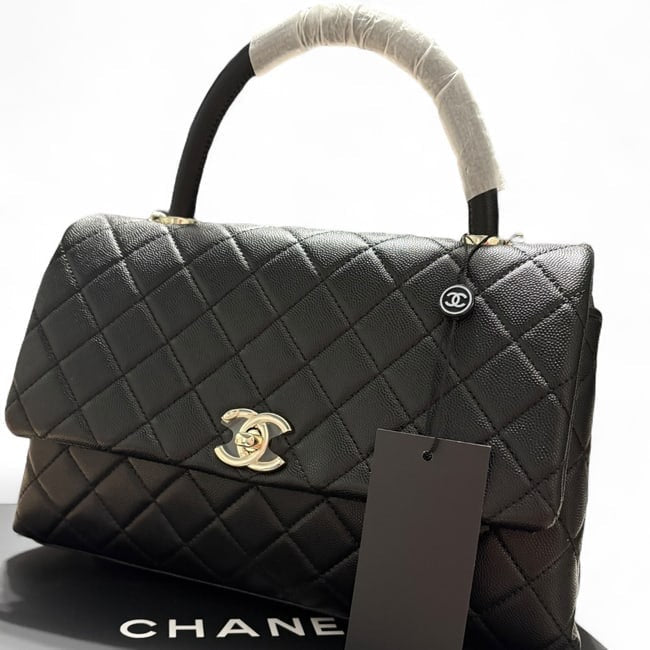 VIP/GWP Black Coco Quilted Top Handle Bag