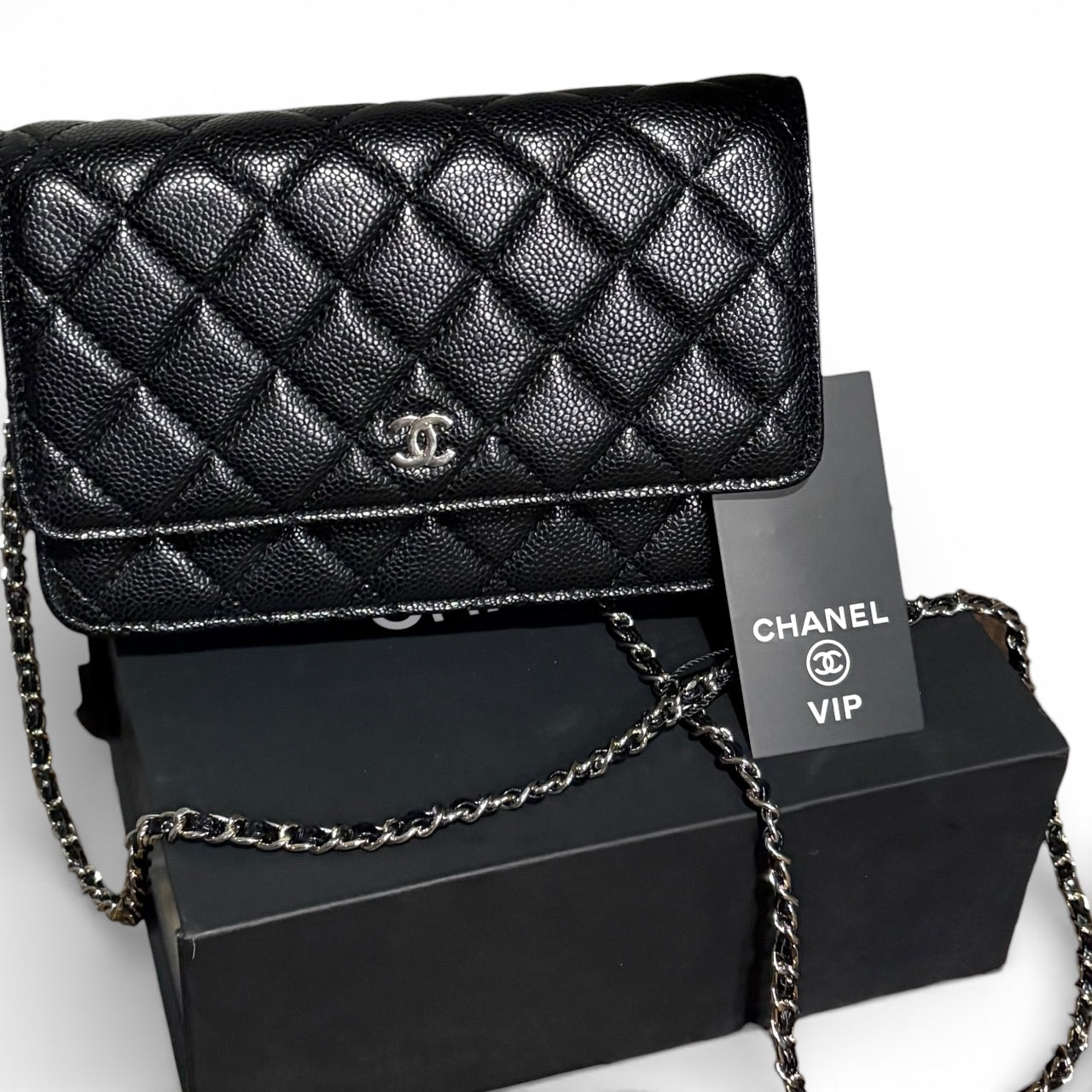 VIP/GWP Black Quilted WOC Bag with Box