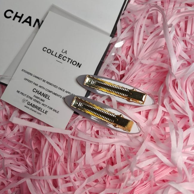 VIP/GWP 2Pc Rhinestone CC Logo Hair Clips