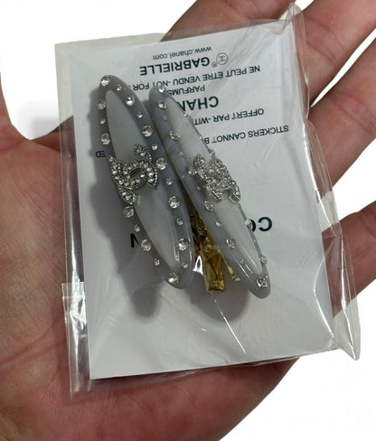 VIP/GWP 2Pc Rhinestone CC Logo Hair Clips