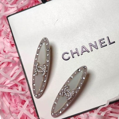 VIP/GWP 2Pc Rhinestone CC Logo Hair Clips