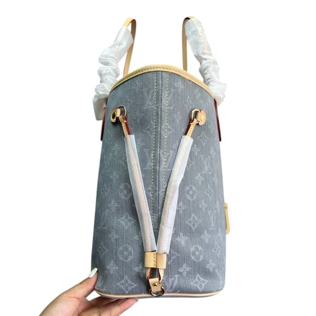 VIP/GWP Denim Mono Neverfull MM Tote/Pouch
